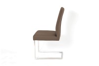 Toulouse Freischwinger Stuhl aus Toledo Leder in Farbe braun und Edelstahl Füßen